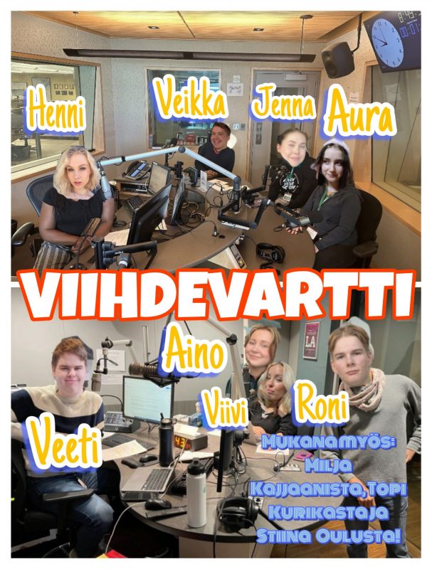 Kuvassa Viihdevartti podcastin toimitustiimi.