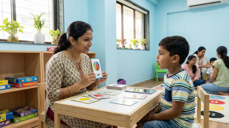 nainen ja lapsi koulussa